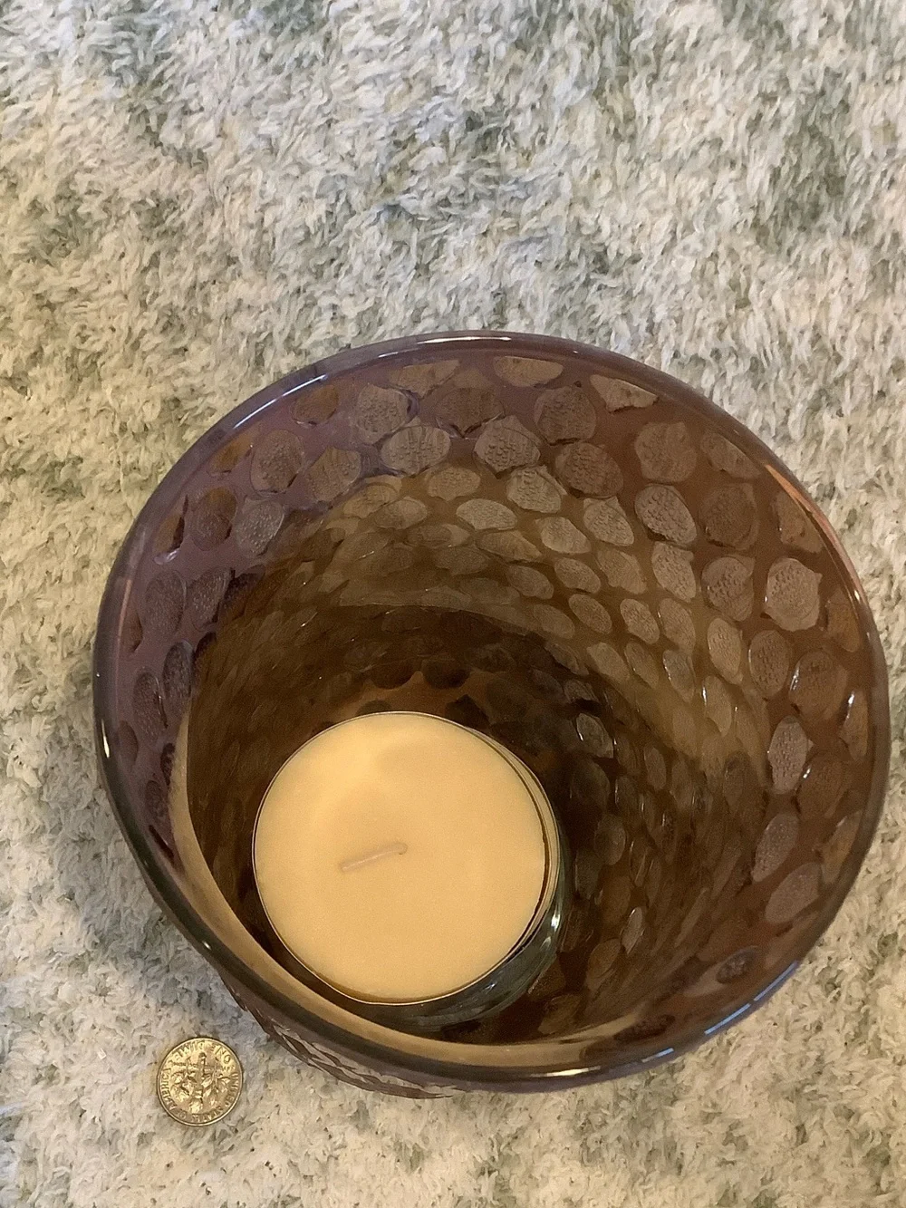 Brown Glass Moroccan Bohemian Romantic Candle Hurricane with 2 xl votives NWT
